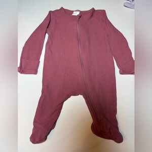 Ribbed Zip-Front Footed One-Piece